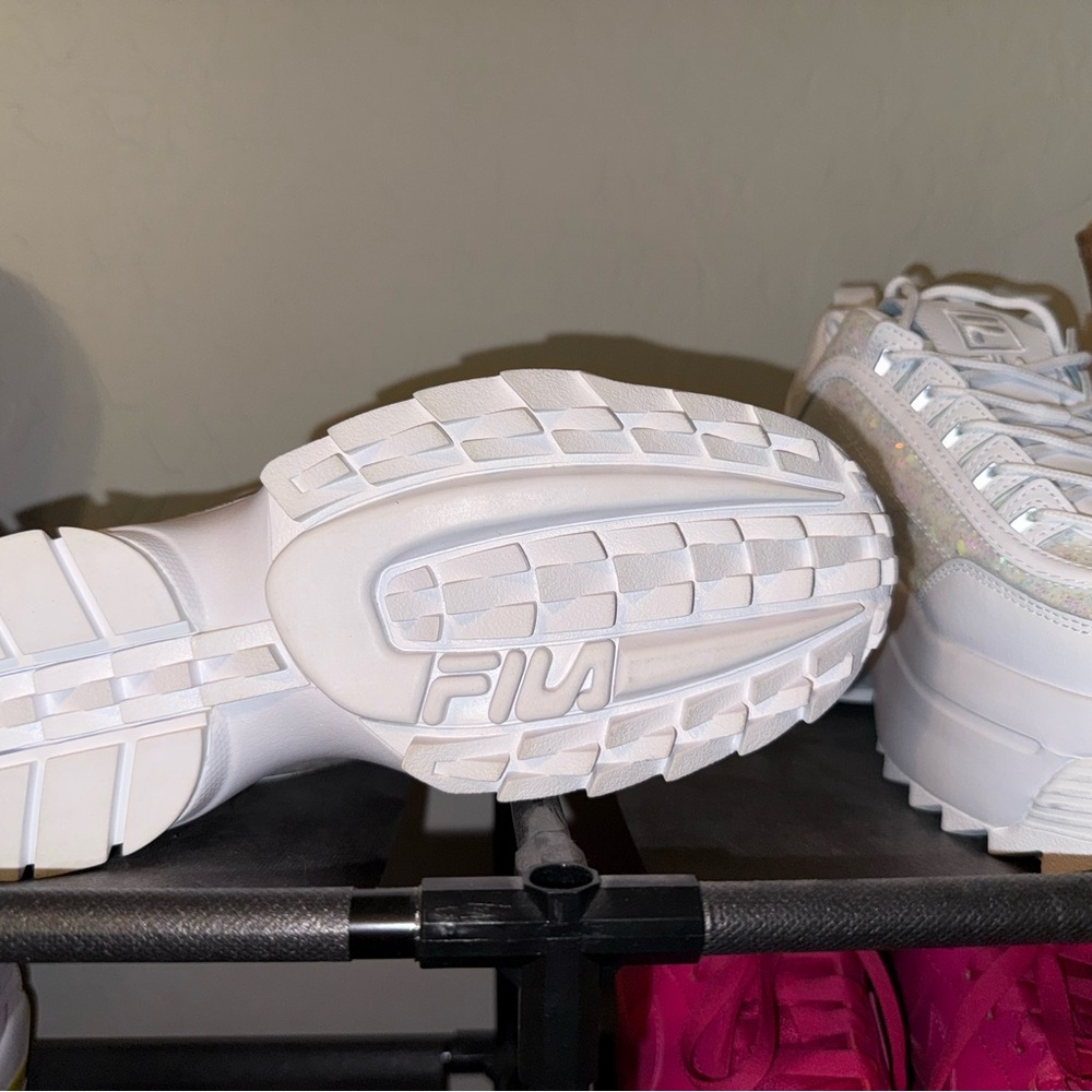FILA Disruptor 2 Wedge Special Glitter | Women’s Iridescent Platform Sneakers - Picture 2 of 9